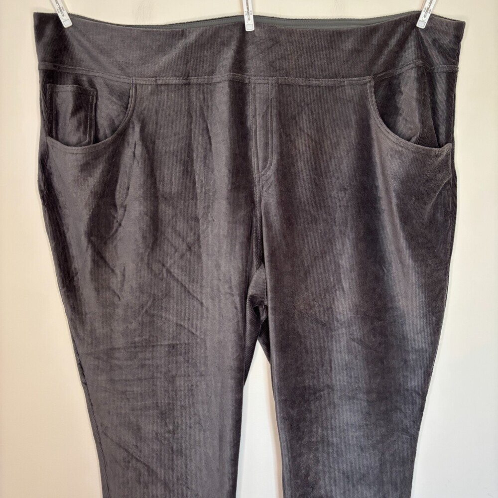 Belle by Kim Gravel NEW Knit Corduroy Jeggings Womens 32W Gray Stretch Pants